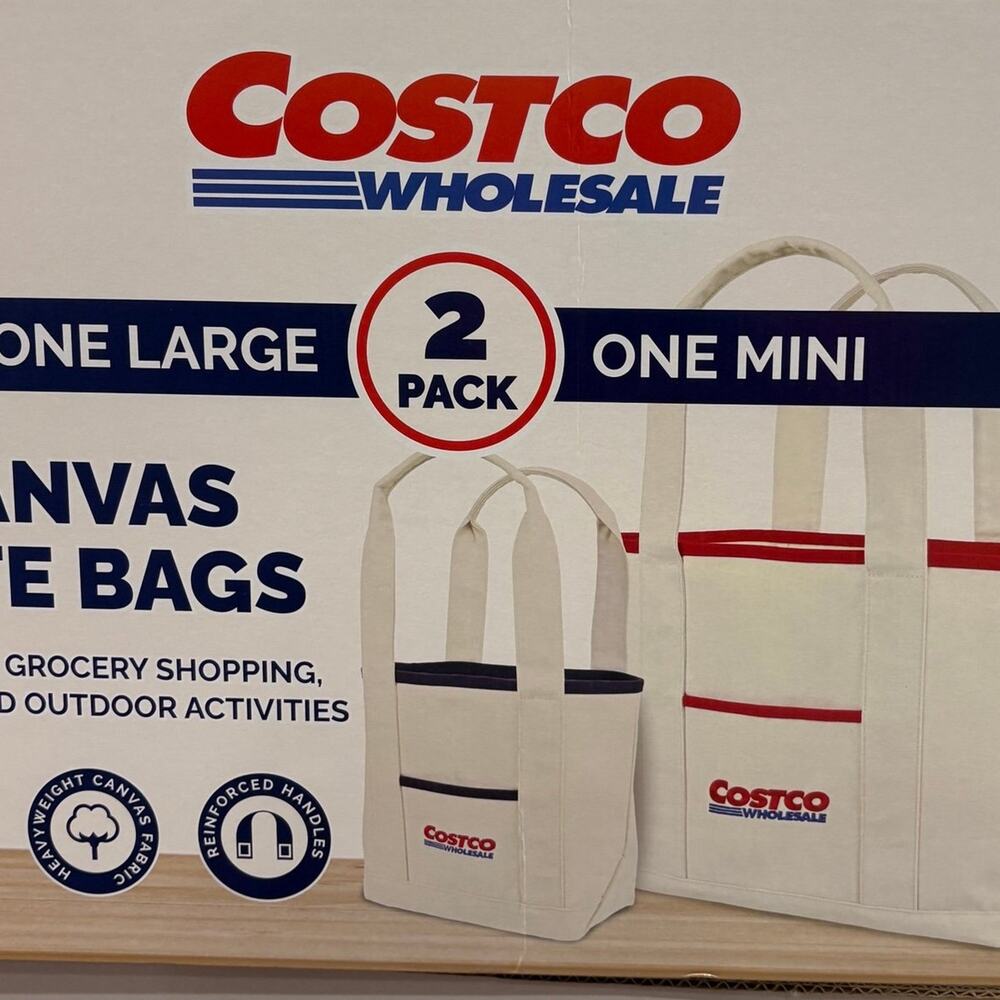 Costco Canvas Tote Bags - 2 Pack